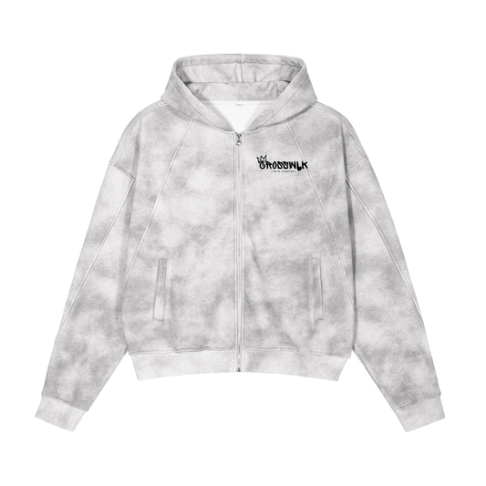 CROSSWLK // Dirty Washed Zip-up Fleece Hoodie (Matching set)