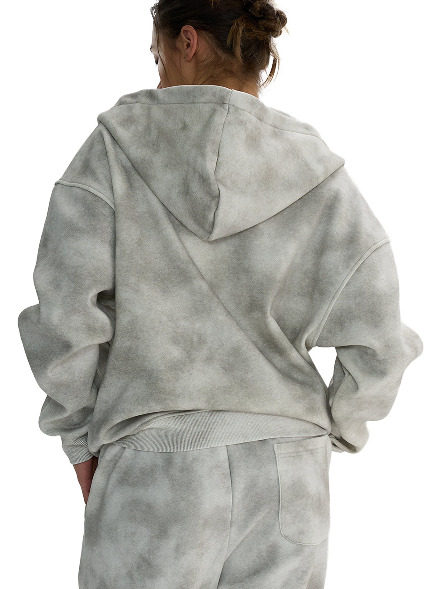 CROSSWLK // Dirty Washed Zip-up Fleece Hoodie (Matching set)