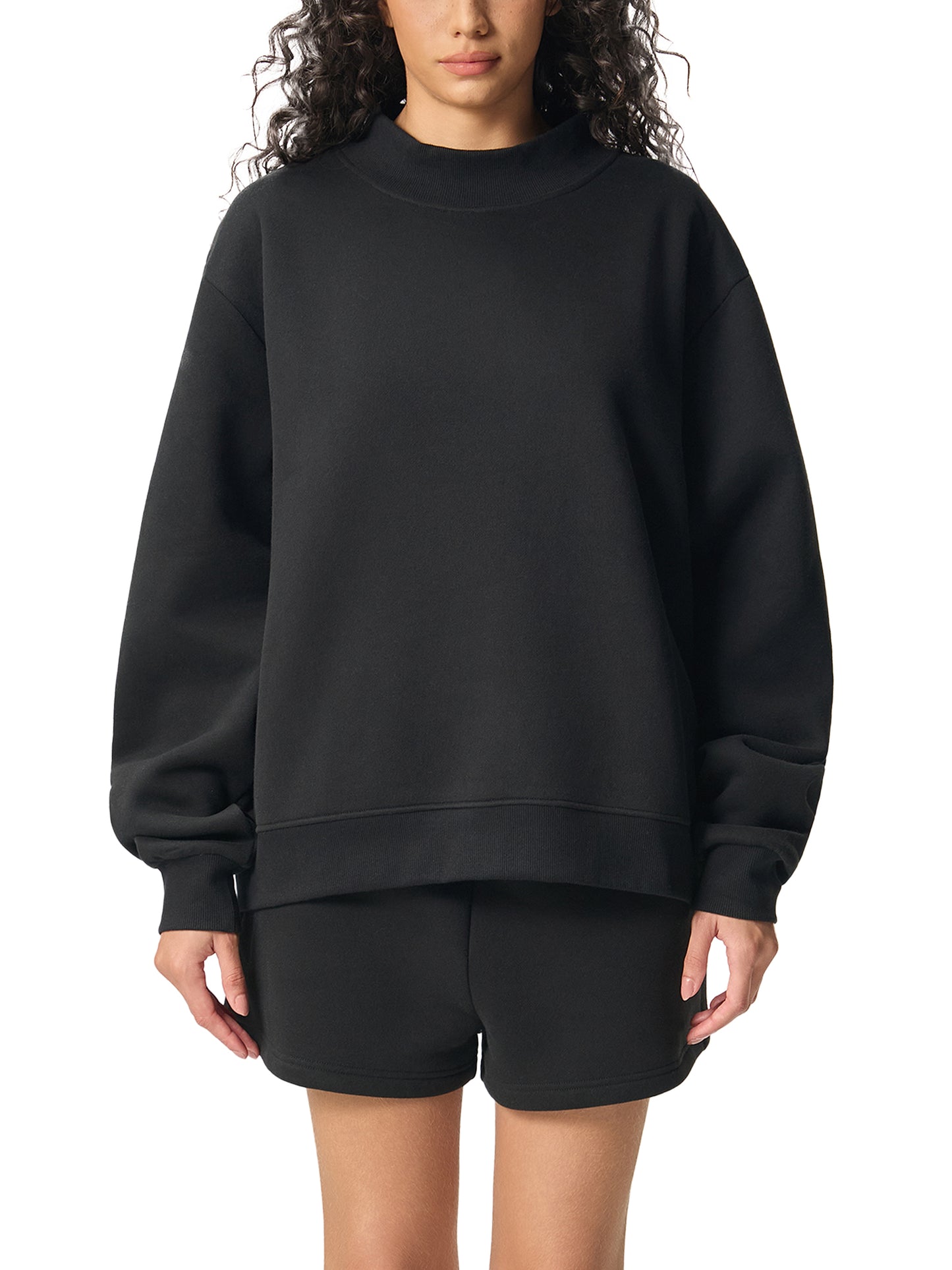 CROSSWLK // Essential Mock-Neck Crew Sweatshirt (Matching set)